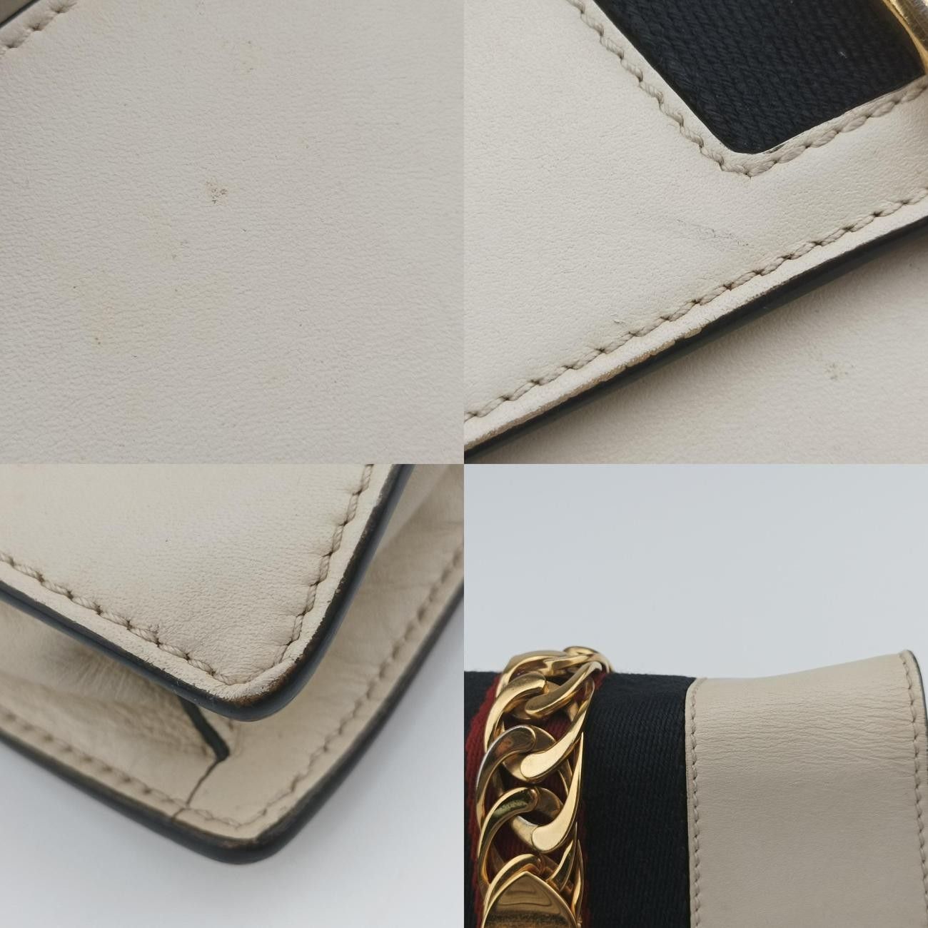  グッチGucciシルヴィ アイボリー×ネイビー×レッド レザー 494646 メッセンジャーバッグ ショルダーバッグ