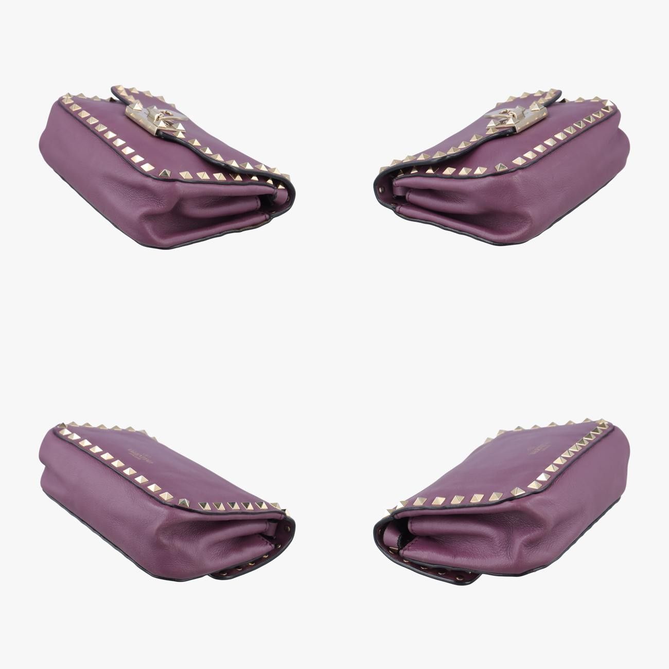 ヴァレンティノValentinoロックスタッズパープルレザーTV H67BOL1