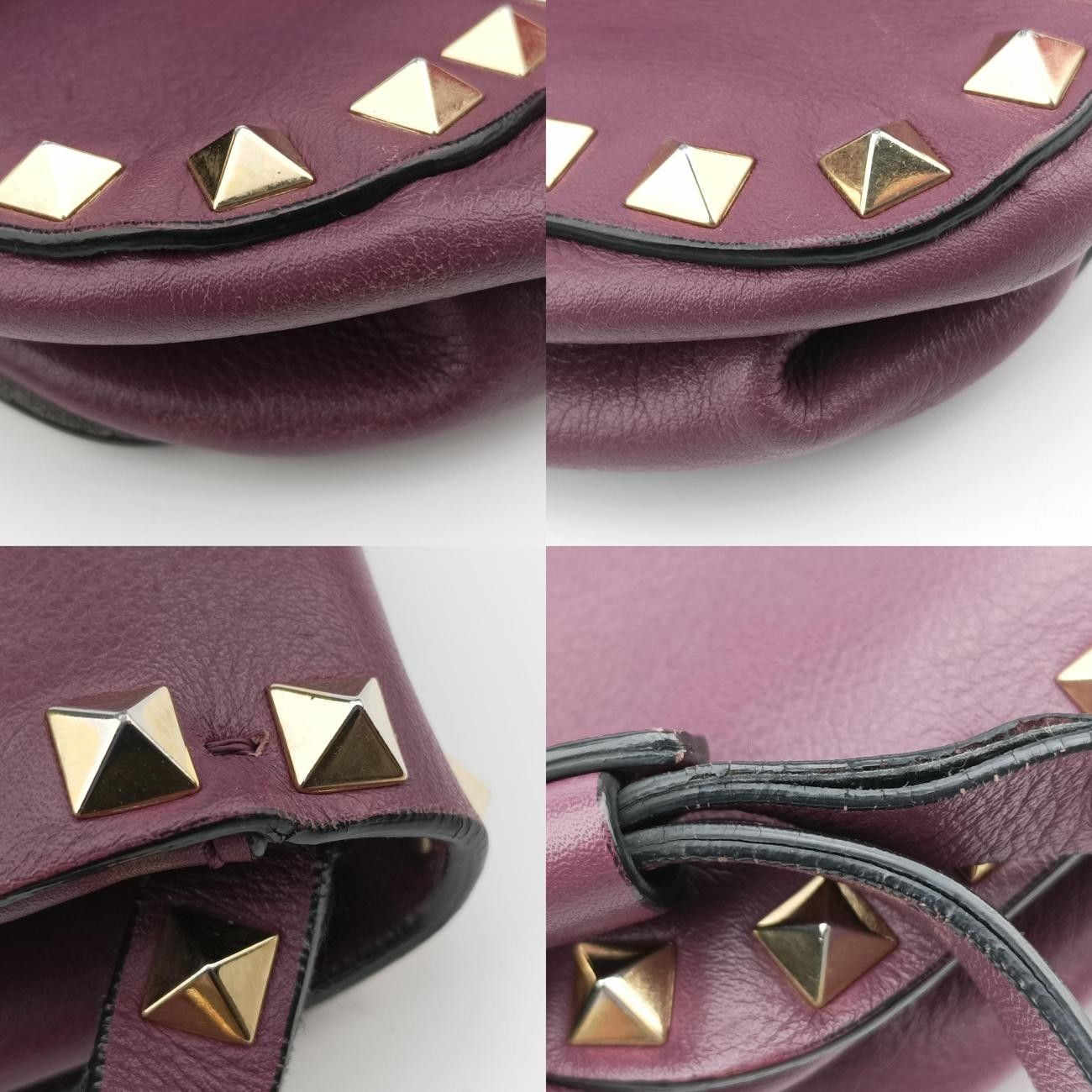 高品質、低価格。 ヴァレンティノValentinoロックスタッズパープルレザーTV H67BOL1