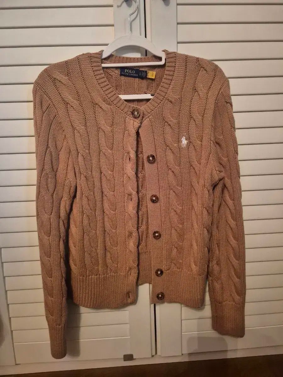 ポロ ラルフローレン ベージュ ケーブル編み カーディガン