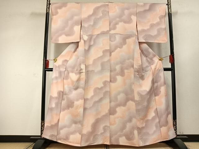 平和屋着物 上質な小紋 単衣 散らし文 暈し染め 正絹 fy