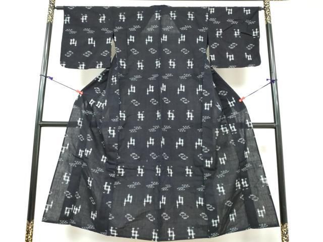 平和屋着物▽久留米絣 単衣 籠目文 綿 逸品 AAAP4010ck