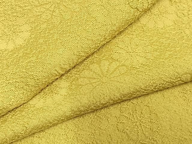 平和屋着物 上質な色無地 単衣 花尽くし地紋 黄支子色 正絹 fy