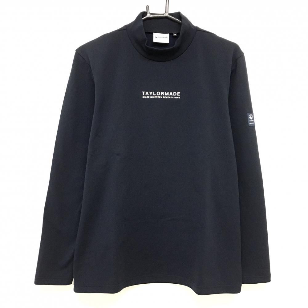 超美品】テーラーメイド 長袖ハイネックシャツ ネイビー 裏起毛 ロゴ