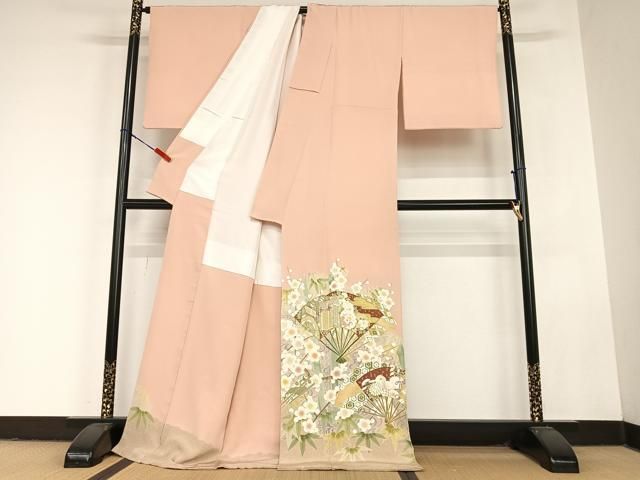 平和屋着物 豪華色留袖 友禅作家物 雅尊 駒刺繍 扇面御所車花文 暈し染め 金彩 ロング丈 正絹 zg