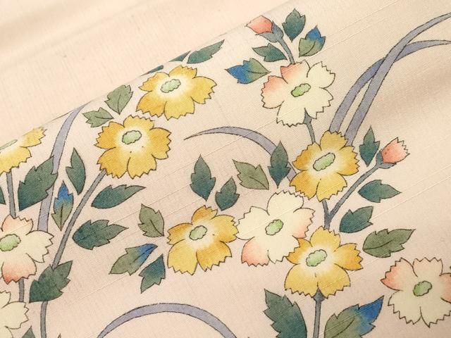 紬地 草花文