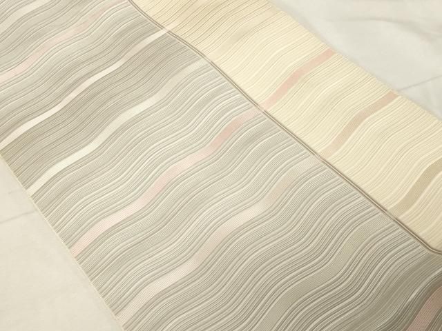 平和屋着物 本場筑前博多織 八寸名古屋帯 横段文 正絹 dy