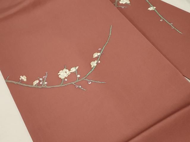 平和屋着物 塩瀬 九寸名古屋帯 作家物 枝梅文 金彩 正絹 dy