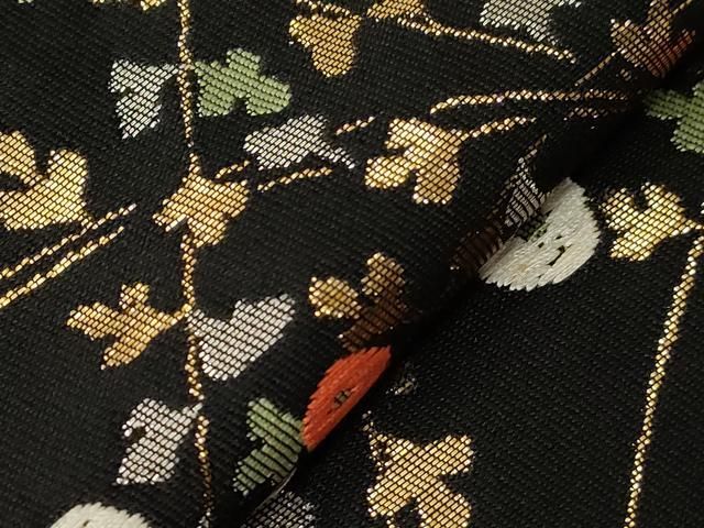  平和屋着物 九寸開き名古屋帯 唐織 万寿菊 黒地 金銀彩 正絹 dy 名古屋帯 帯