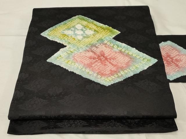 平和屋着物○九寸開き名古屋帯 総絞り 亀甲柄 正絹 逸品 DAAX8831cm