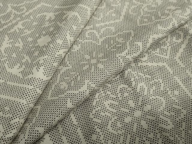 平和屋着物 本場大島紬 白大島 7マルキ 亀甲草花文 正絹 ud