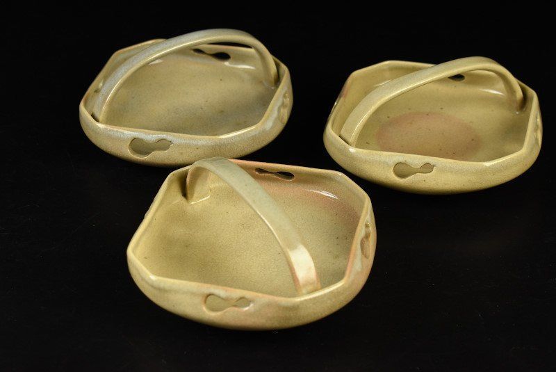 蔵A 2499 a 粟田焼 宝山 寶山 手付向付 小鉢 三客