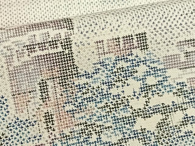  平和屋着物 本場大島紬 白大島 カタス9マルキ 風景草花文 正絹 zg 紬 着物