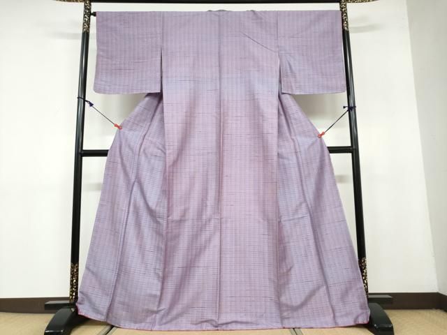 平和屋着物 上質な紬 横段文 正絹 ud