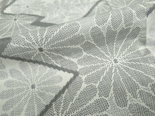  平和屋着物 本場大島紬 白大島 7マルキ 松皮菱花尽くし文 正絹 ud 紬 着物