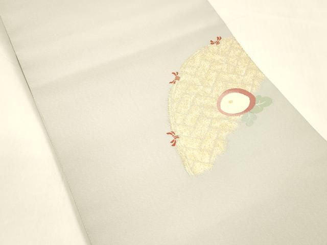 平和屋着物 爪掻き本綴れ 八寸名古屋帯 籬草花文 金糸 正絹 cm