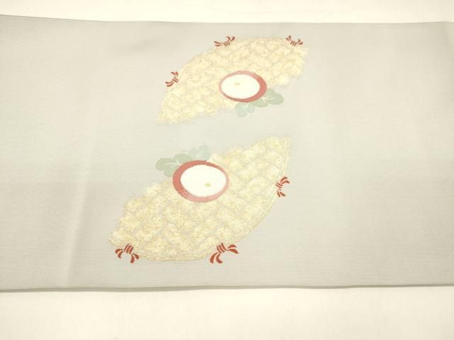 平和屋着物○爪掻き本綴れ 八寸名古屋帯 草花文 夏虫色 金糸 正絹 逸品