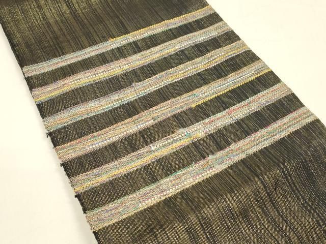 平和屋着物 八寸名古屋帯 横段文 金糸 正絹 cm