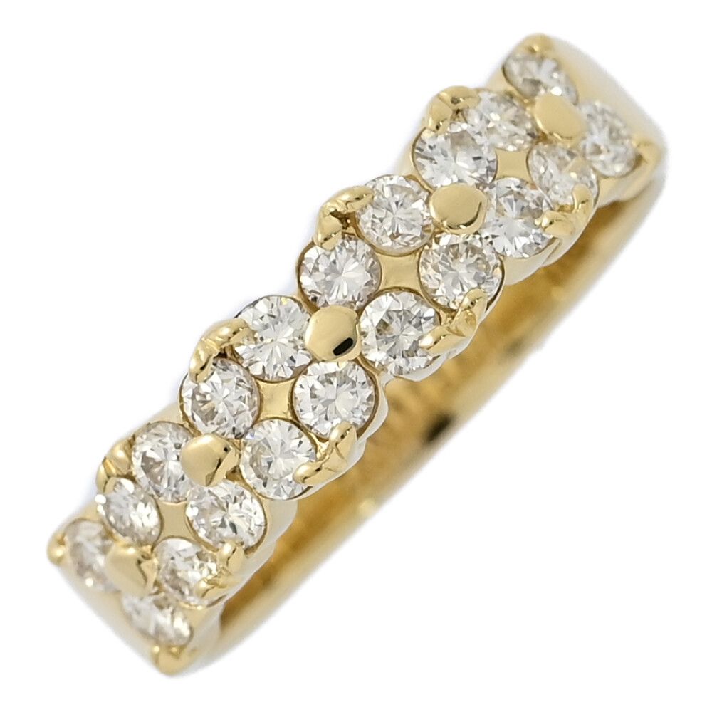 0.8ct 20P･ハーフエタニティ ダイヤモンドリング･指輪 K18YG 750-4.9g 14.5号 54.5 イエローゴールド 翌日配送可 ♀ N レディース 595542