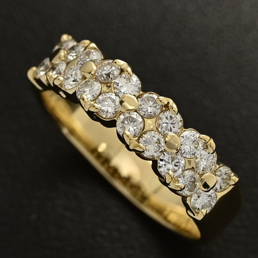 0.8 ct 20 P･ハーフエタニティ ダイヤモンドリング･指輪 K 18 YG 750-4.9 g 14.5号 54.5 イエローゴールド 翌日配送可 ♀ N レディース 595542