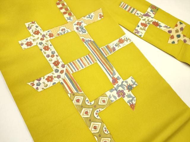 平和屋着物 塩瀬 九寸名古屋帯 作家物 手描き 草花文 正絹 cm