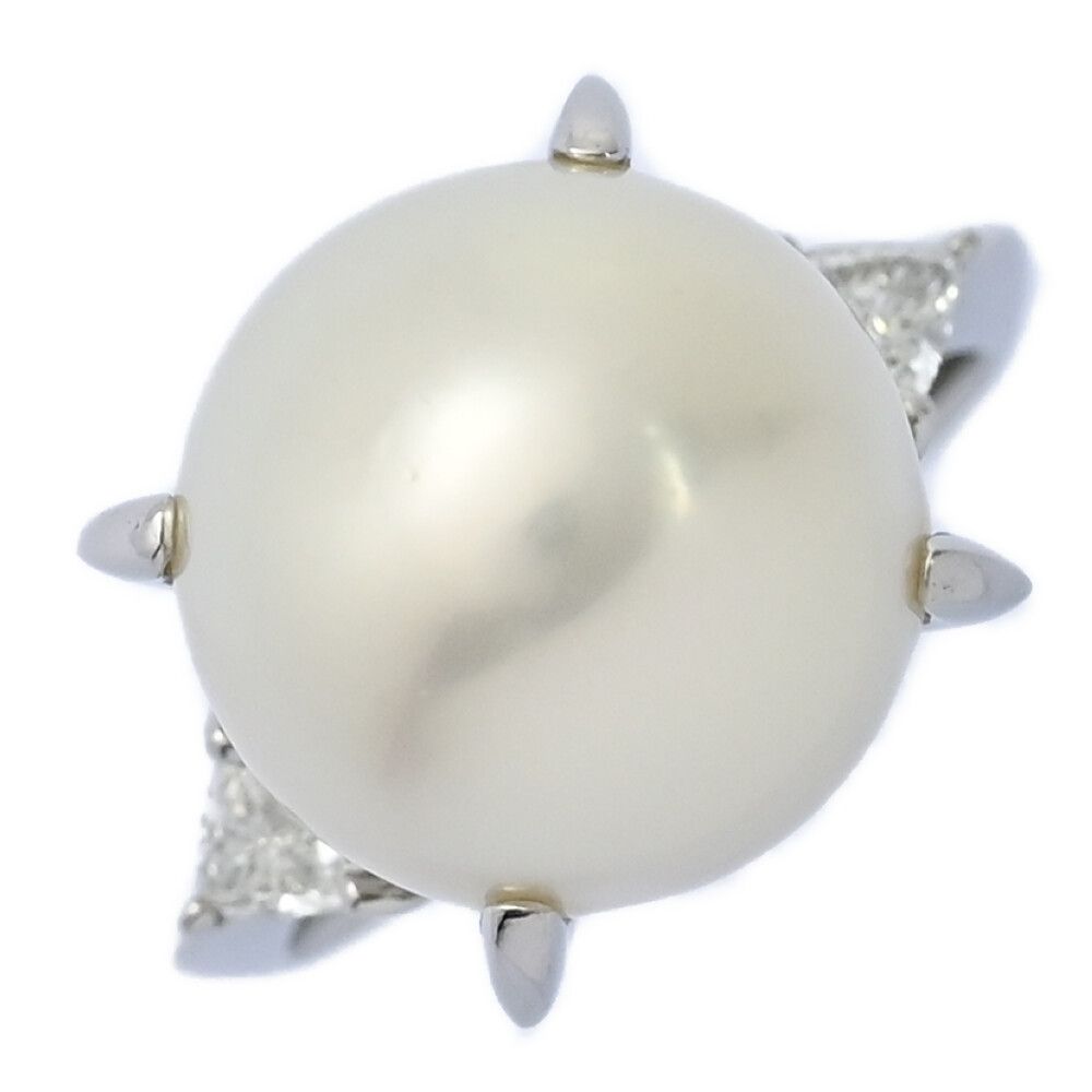 Φ12.9mm FD 0.28ct 白蝶真珠 シロチョウ サウスシーパール サイズ直し可･ダイヤモンドリング･指輪 Pt900-10.4g 11号 51 ♀ N レディース 595654