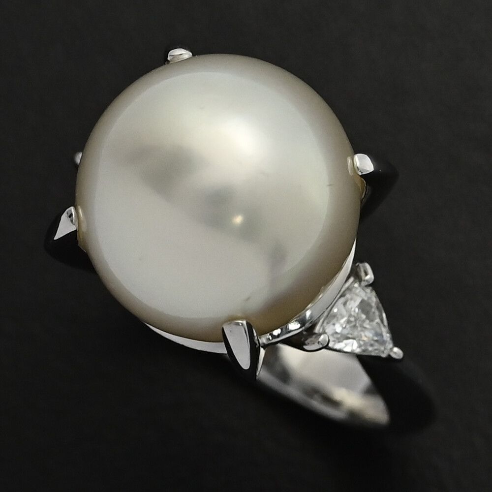 Φ12.9 mm FD 0.28 ct 白蝶真珠 シロチョウ サウスシーパール サイズ直し可･ダイヤモンドリング･指輪 Pt 900-10.4 g 11号 51 ♀ N レディース 595654