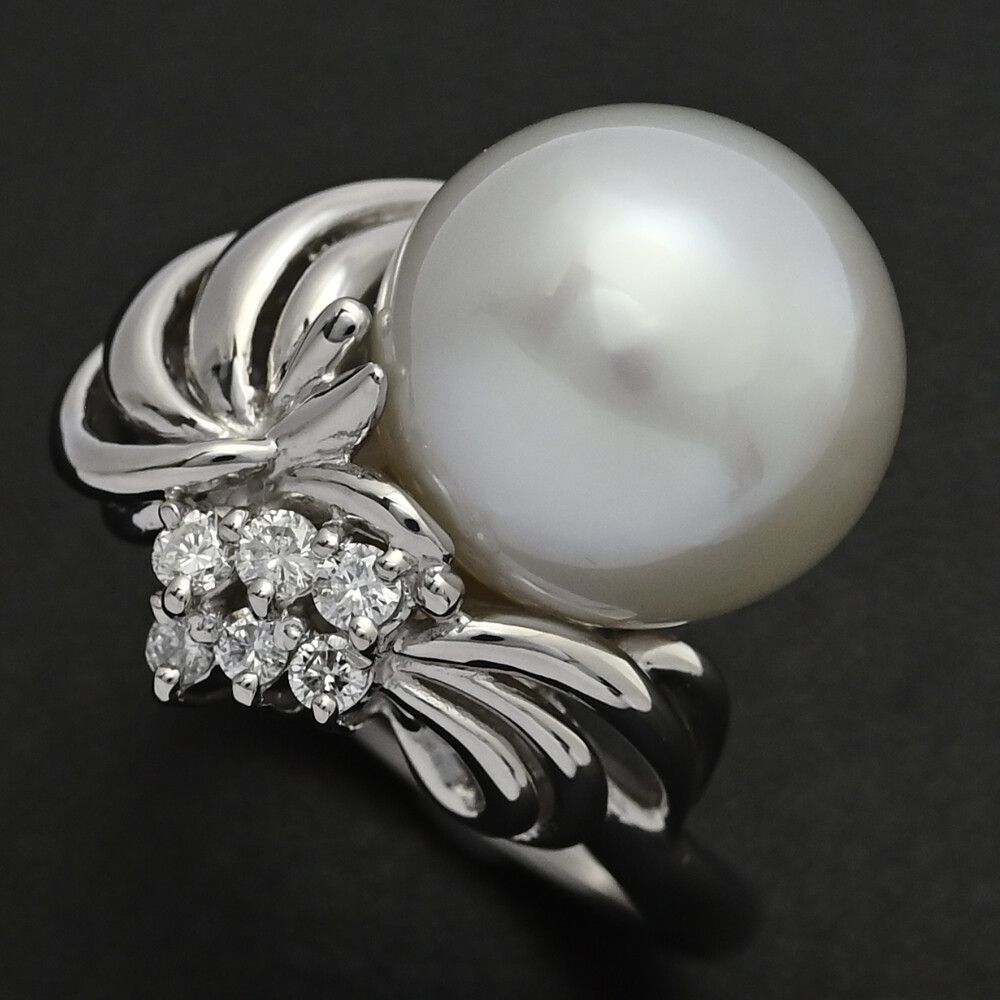 Φ11.7 mm FD 0.15 ct 1 P･白蝶真珠 シロチョウ サウスシーパール サイズ直し可･ダイヤモンドリング･指輪 Pt 900-11.5 g 11号 51 ♀ N レディース 595511