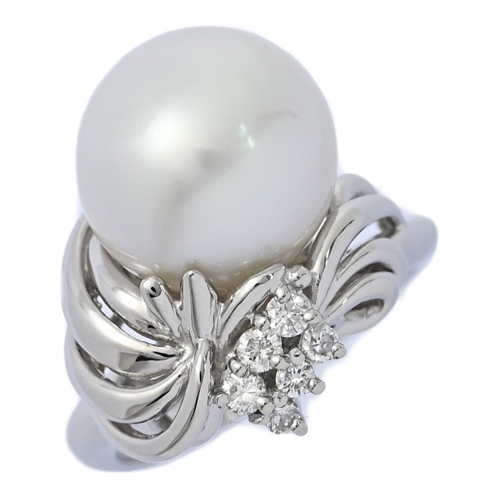Φ11.7mm FD 0.15ct 1P・白蝶真珠 シロチョウ サウスシーパール サイズ直し可・ダイヤモンドリング・指輪 Pt900-11.5g 11号 51 ♀ N レディース 595511