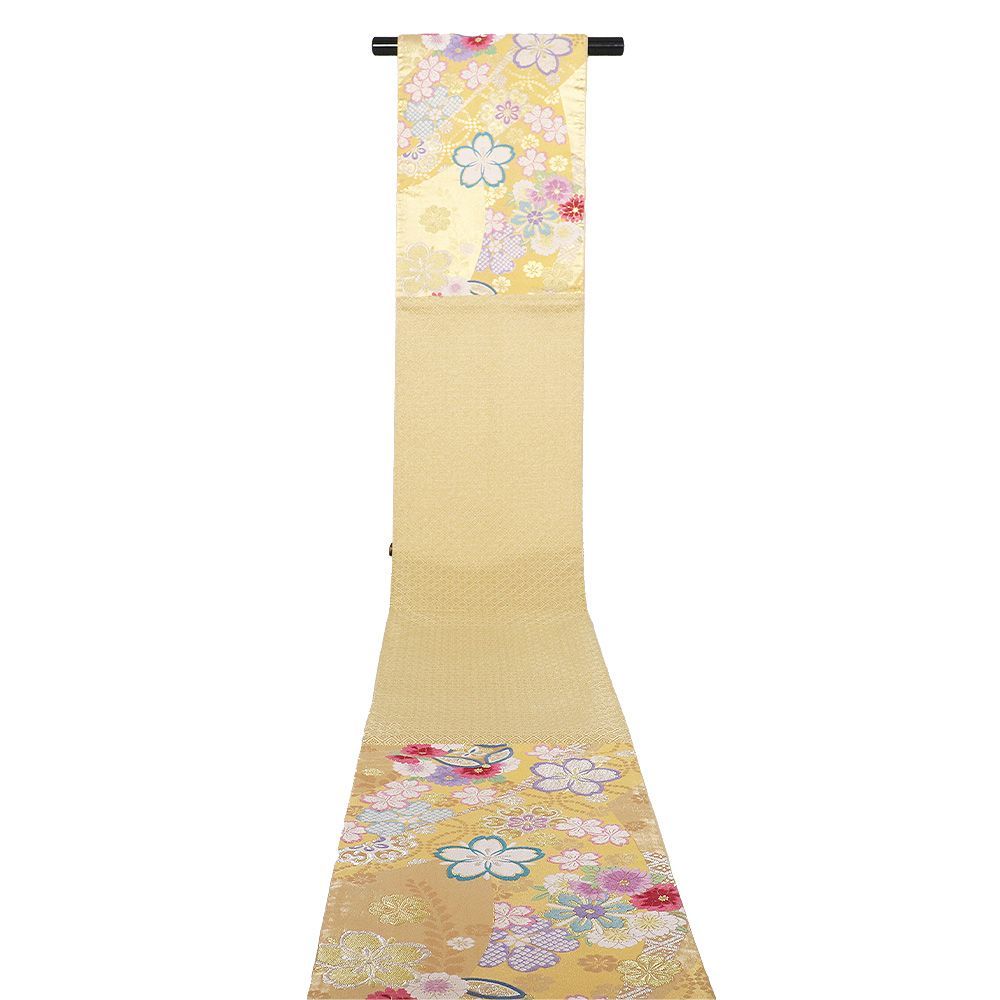 本日の特売品 ／ 振袖用 袋帯 正絹 金 桜 菊 七宝文 Mサイズ F8473 美