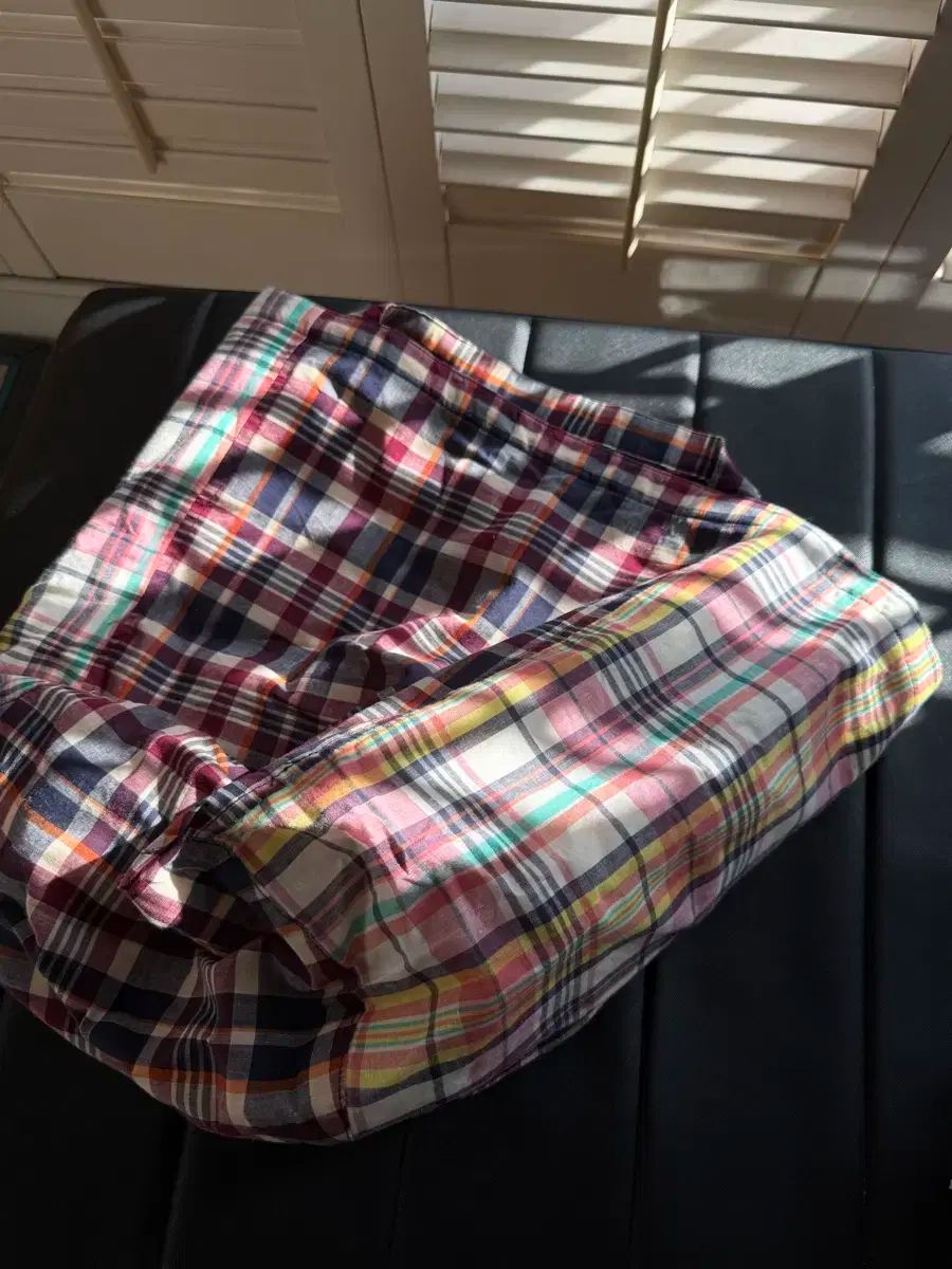 ドレイクス パッチワーク マドラスチェック コットン トートバッグ