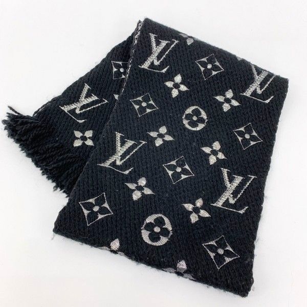 LOUIS VUITTON ルイヴィトン エシャルプ ロゴマニア シャイン マフラー M75833 モノグラム ノワール レディース ブラック 服飾 DF17246