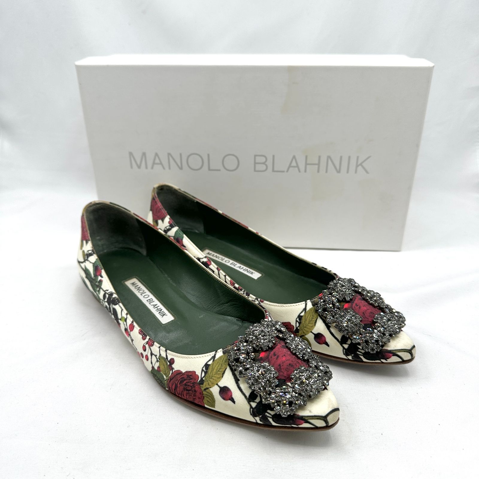 Manolo Blahnik マノロブラニク フラットシューズ 花柄 ビジュー