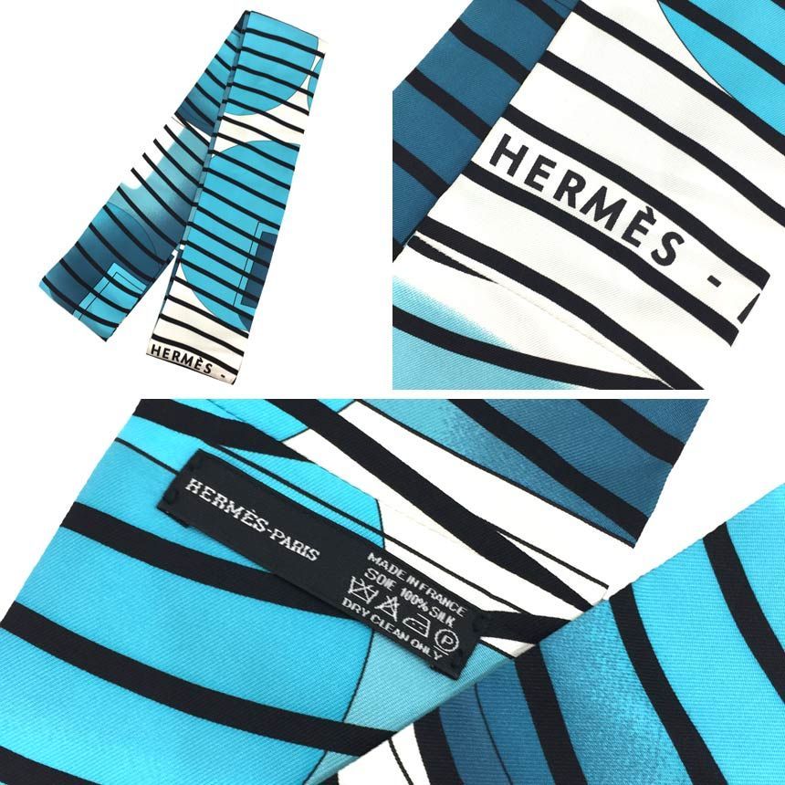 HERMES エルメス シルク スヌード ドット ボーダー ストライプ ロングスカーフ aq 11576 ストール ショール 小物