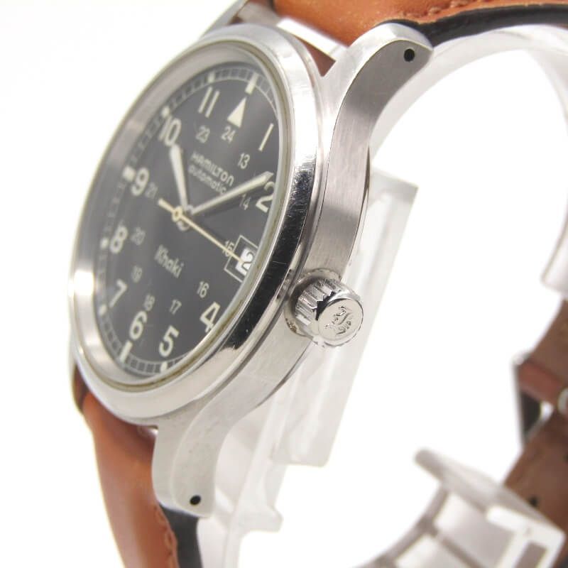 HAMILTON ハミルトン KHAKI 9721B 36mm 自動巻き カーキ オートマチック レザー 裏スケ アナログ ブラック 黒 28010953