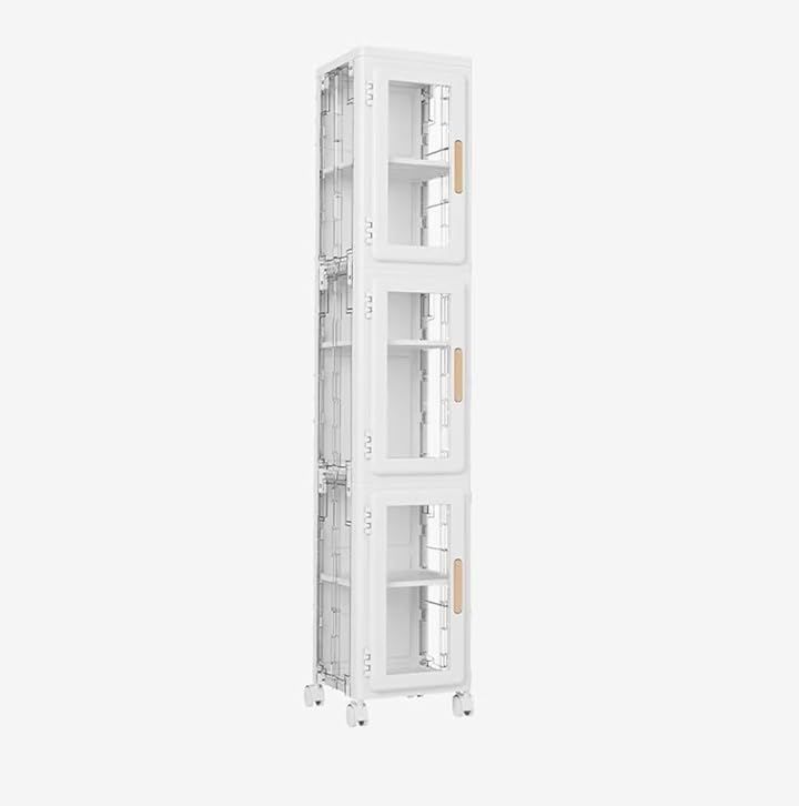 QD WST 隙間収納 キッチンワゴン 幅25 cm キャビネット 多層収納 組立簡単 キャスター付き 透明 省スペース 多用途使用 グレー 三段