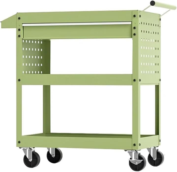 QD WST ツールワゴン ツールカート 3段 耐荷重200 kg 幅62 cmx奥行き35 cmx高さ74 cm 工具カート 工具ワゴン 工具台車 キャスター付き 大容量 収納 グリーン