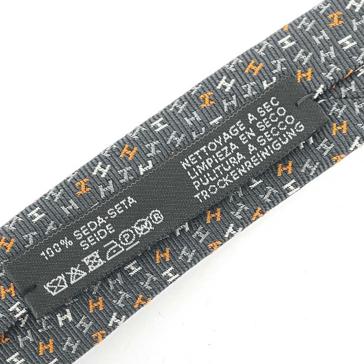 HERMES エルメス ヘヴィシルクタイ  H柄/箱付 H339337T/Hローブデュソワール  シルク100％ グレー メンズ / 240001171802 HERMES エルメス ヘヴィシルクタイ H柄/箱付 H339337T/Hローブデュ