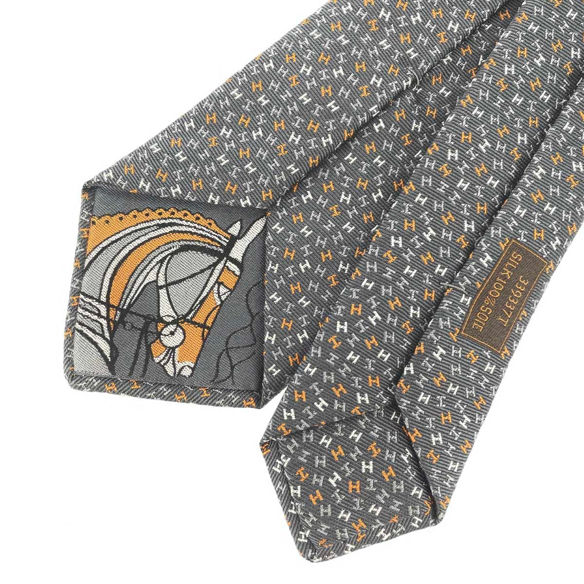 HERMES エルメス ヘヴィシルクタイ H柄/箱付 H339337T/Hローブデュ