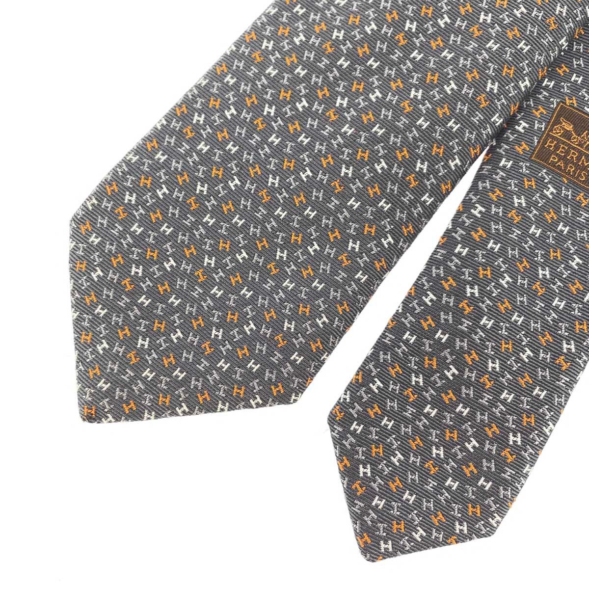 HERMES エルメス ヘヴィシルクタイ H柄/箱付 H339337T/Hローブデュ