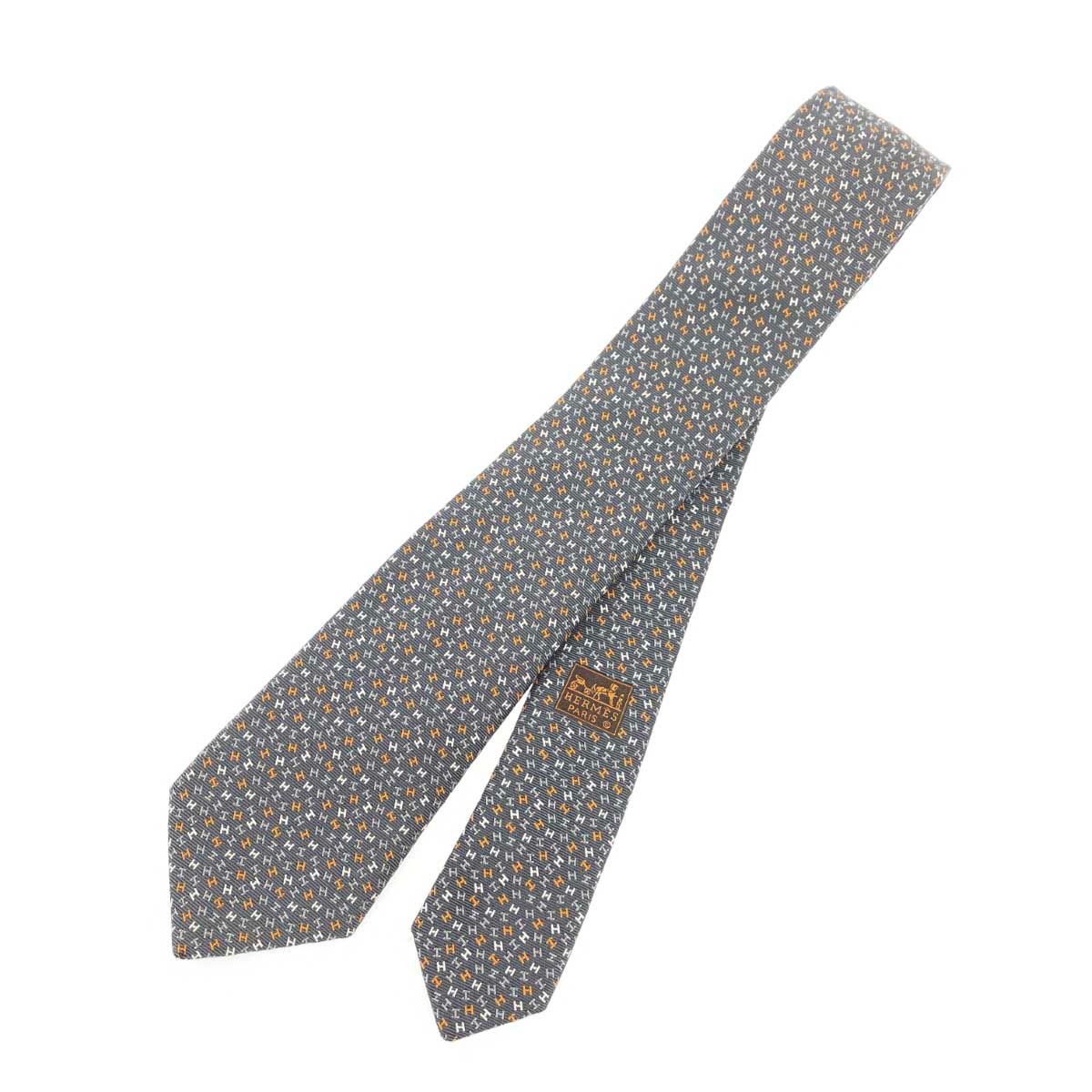 HERMES エルメス ヘヴィシルクタイ H柄/箱付 H339337T/Hローブデュ