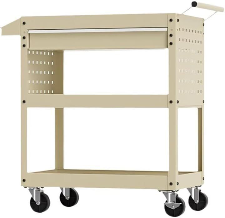 QD WST ツールワゴン ツールカート 3段 耐荷重200 kg 幅62 cmx奥行き35 cmx高さ74 cm 工具カート 工具ワゴン 工具台車 キャスター付き 大容量 収納 イエロー