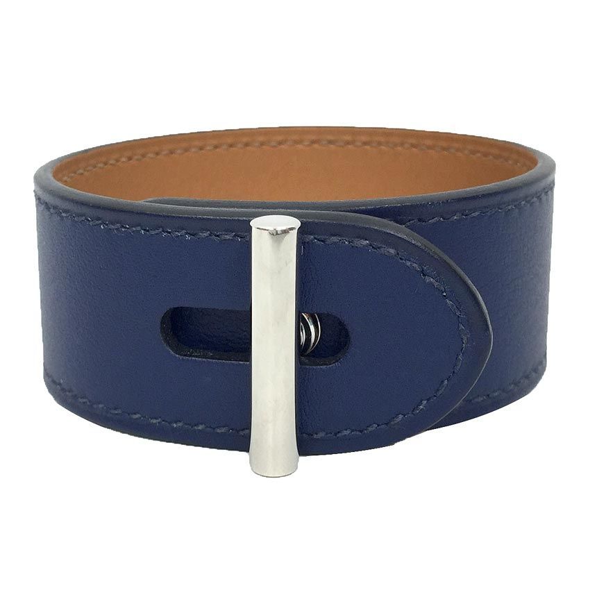 HERMES エルメス レザー ブレスレット ネイビー aq11575
