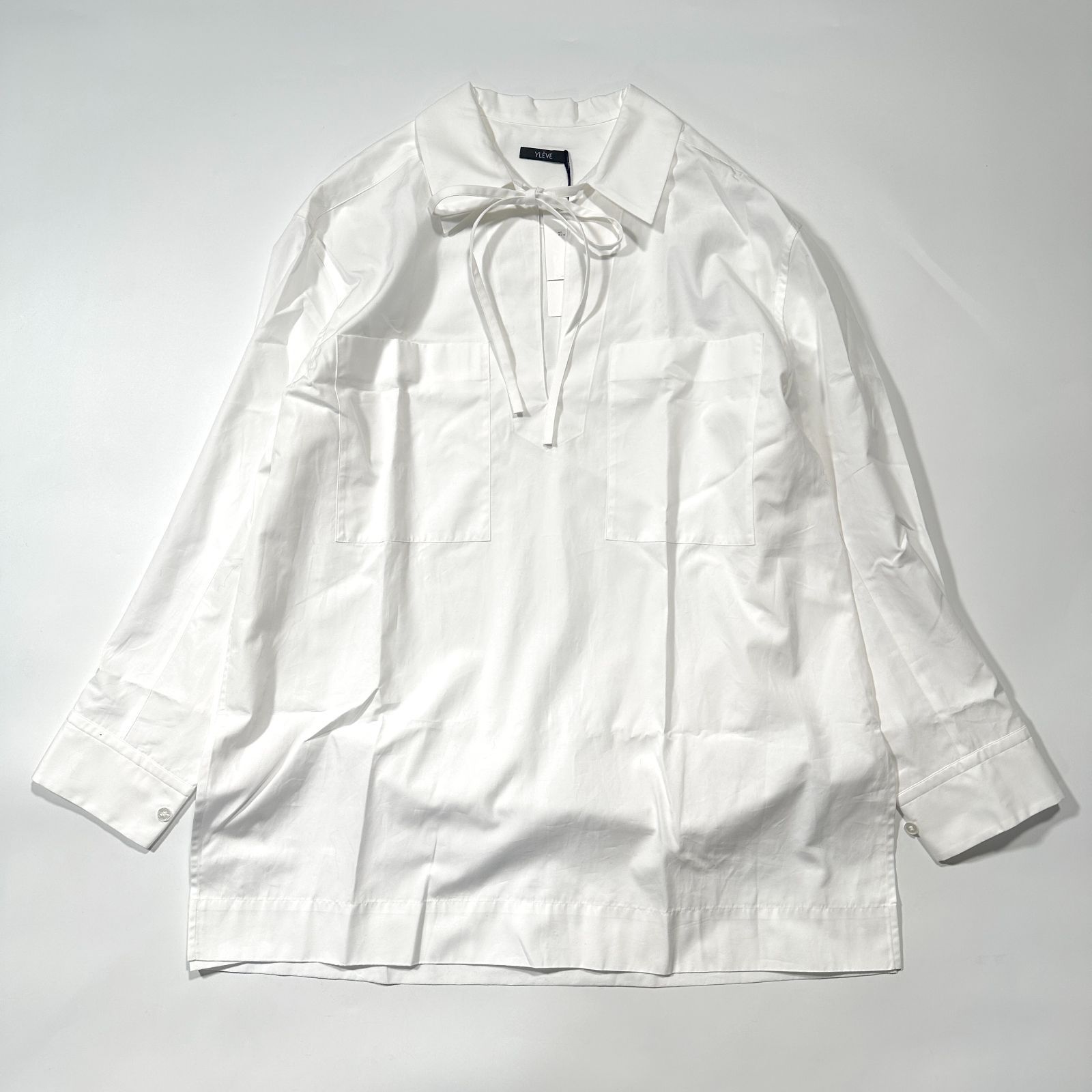 YLEVE イレーヴ 長袖ブラウス 168-4150004 ロングスリーブ リボン コットン ホワイト 1