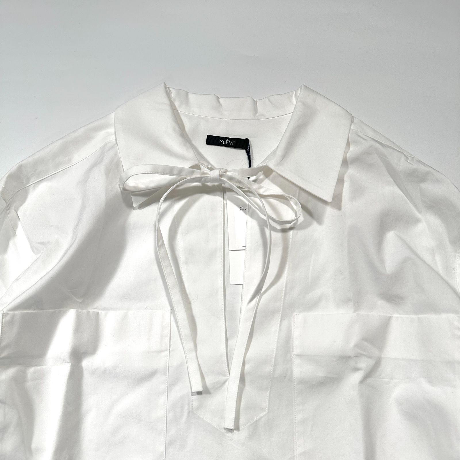 YLEVE イレーヴ 長袖ブラウス 168-4150004 ロングスリーブ リボン コットン ホワイト 1