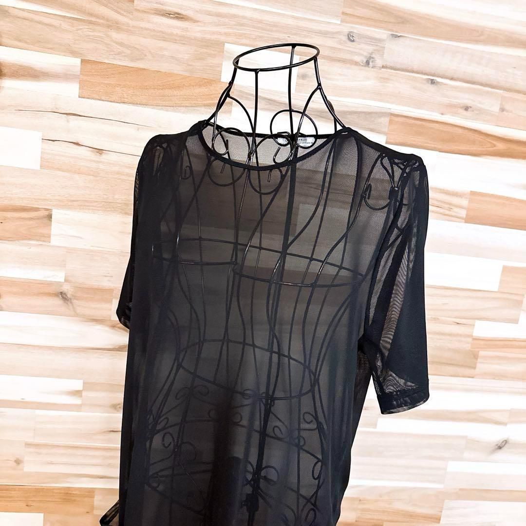 ザラ 透け感 シースルー ロング ワンピース レイヤードスタイル S 黒