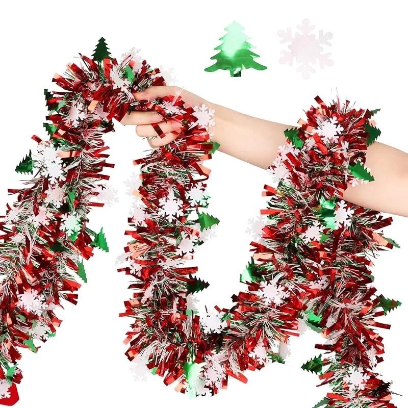 DERAYEE クリスマス キラキラ ガーランド 10m カラーバー 装飾籐