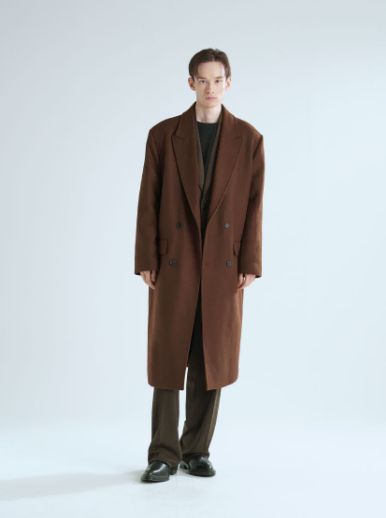 ジ フリシー ピークド ウール コート ブラウン