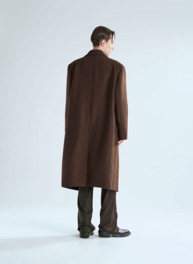 ジ フリシー ピークド ウール コート ブラウン