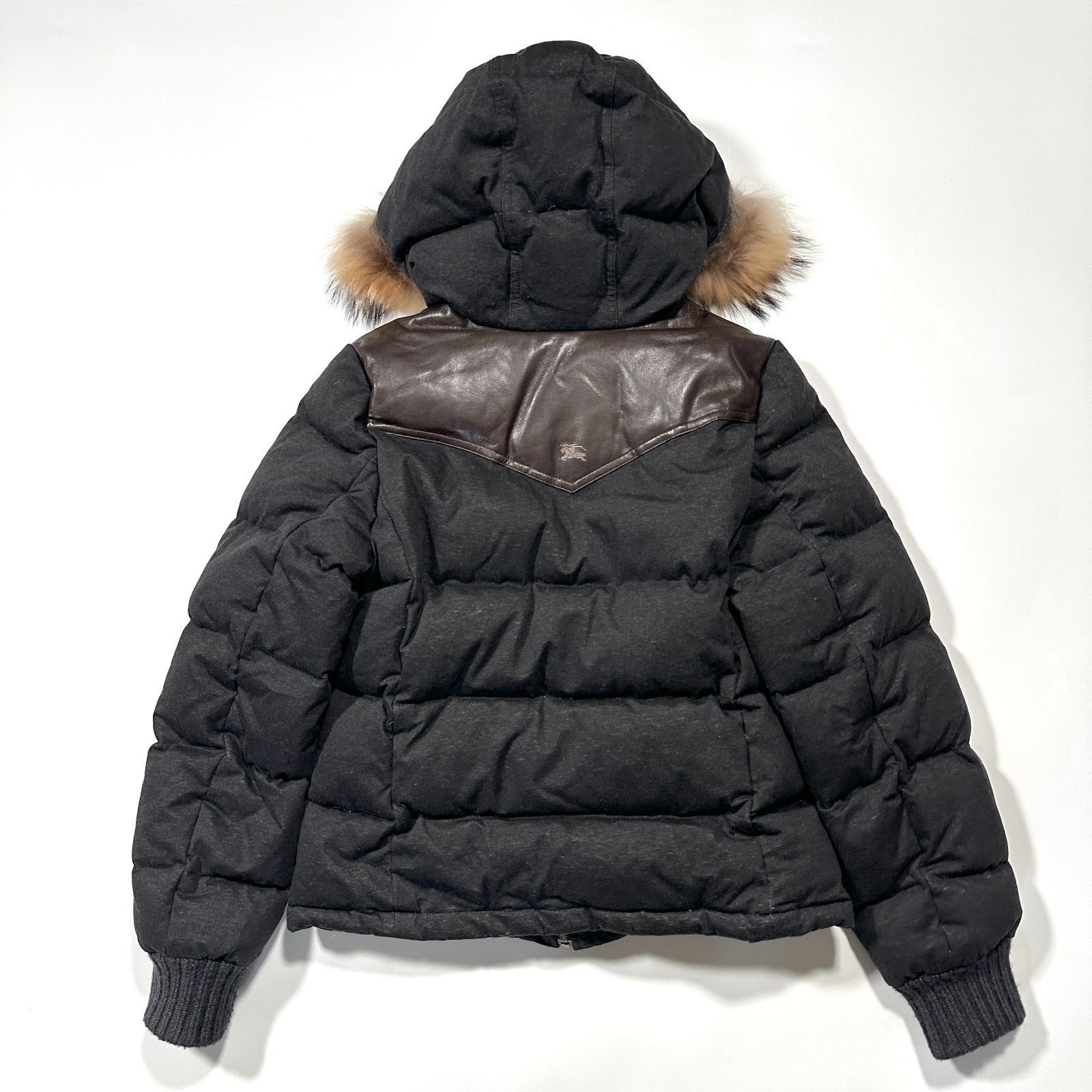 ✨美品✨ バーバリーブルーレーベル ダウン タヌキ ファー ロゴ ポケット 38 BURBERRY BLUE LABEL バーバリーブルーレーベル ダウンジャケット